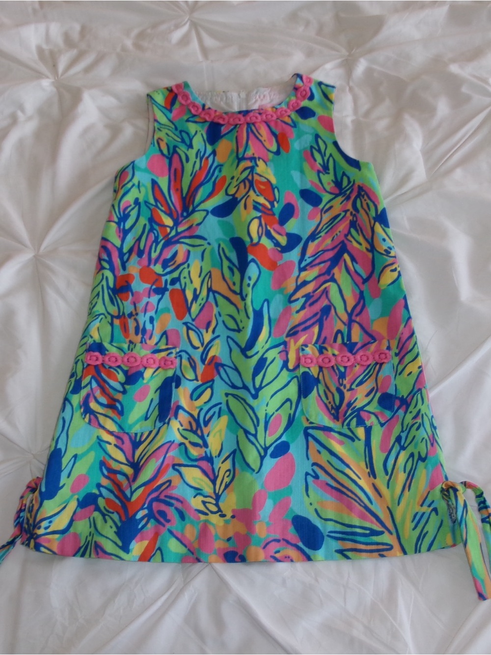 Lilly Pulitzer Multicolor Floral-Pattern Girls' Dress — Pink, Aqua, Yellow, Navy